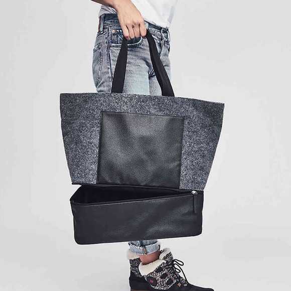 DSW Bags New Dsw Gray Felt Black Trim Large Tote Poshmark